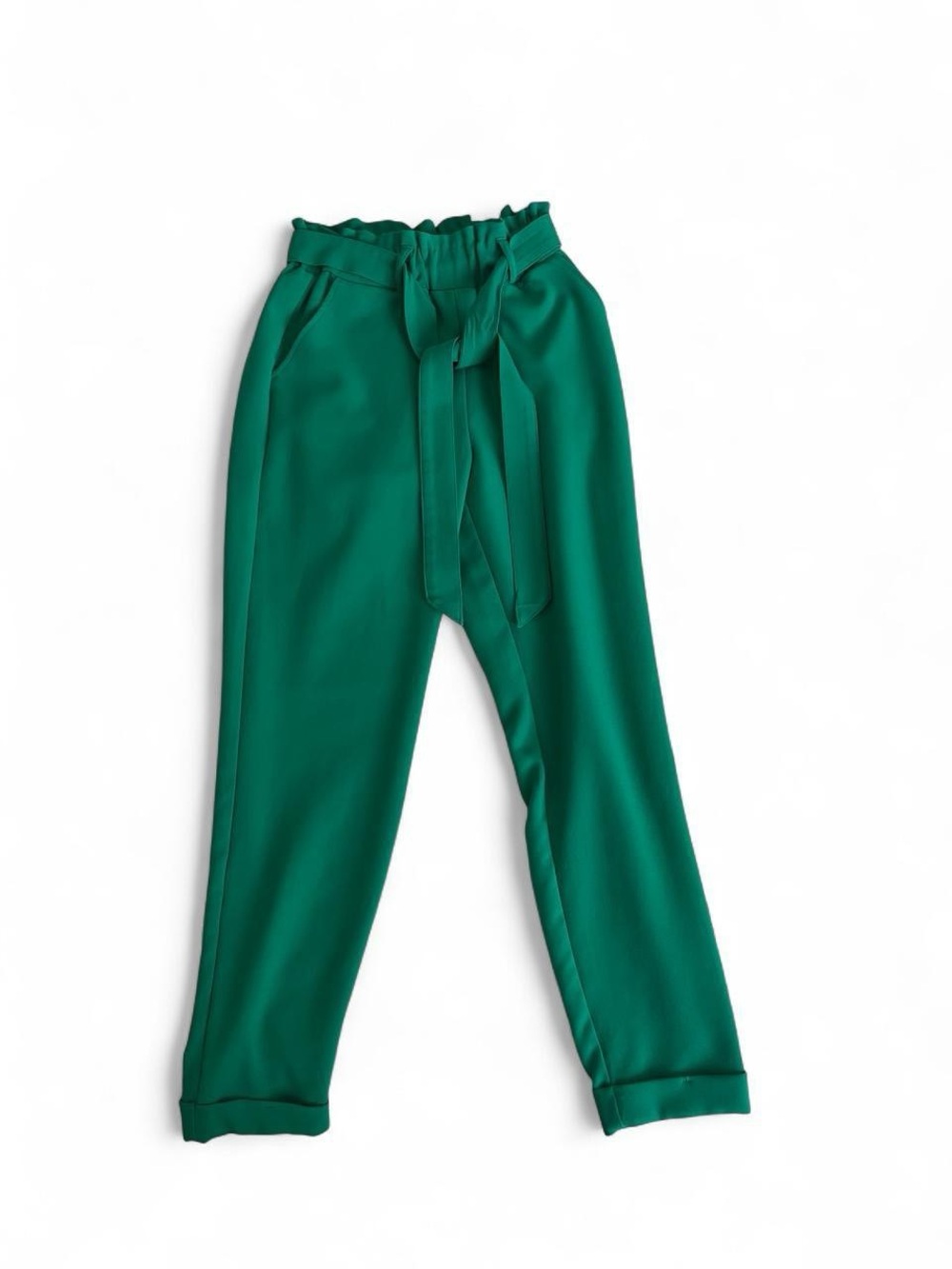 SO Emerald Green Paperbag Waist Tie Pants